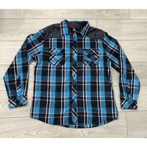 Rock & Republic Blue Button Up Long Sleeve Plaid Western Double Pockets Shirt XL